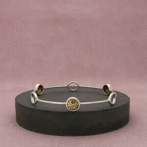 silpada sterling silver & brass two tone stack bangle b2474 bracelet size 8.25in